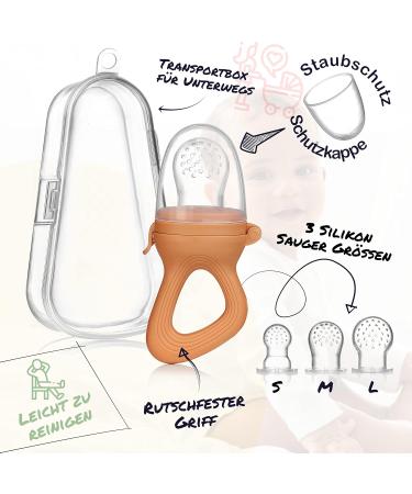 Magaluga Fruit Sucker for Babies - BPA-Free Dental Aid with 3 Suction Cups & Hygienic Storage Box - Size S M L - Perfect for 4+ Months & Biting Relief - Light Gray - Buy Online on GoSupps.com