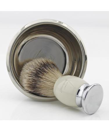 Ivory Shaving Set for Men | Remasuri Hair Brush Stand & Stainless Steel Bowl | Perfect Christmas Gift - Buy Online on GoSupps.com