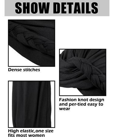 3-Pack Pre-Tied Turban Headwraps for Women - Black, Royal Blue, Gray - Buy Online on GoSupps.com