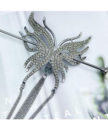 3 Pcs Butterfly Tassel Hair Sticks - Metal Rhinestone Pearl Chopsticks | Vintage Chinese Hair Accessories for Women - Buy Online on GoSupps.com