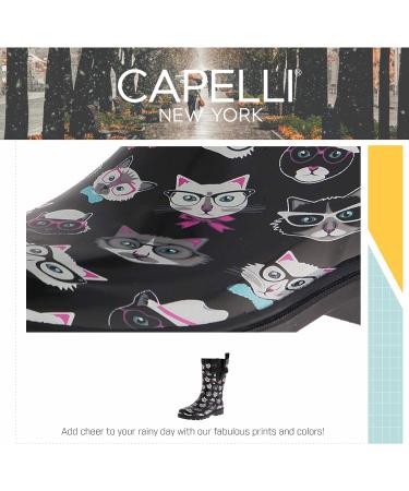 Capelli New York Women's Mid-Calf Rubber Rain Boots - Black Kitty (Size 8) - Buy Online on GoSupps.com