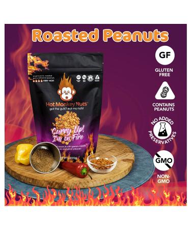 Curry Up! Hot Monkey Nuts: Roasted Peanuts with Garam Masala, Tomato, Buttermilk and Ghost Pepper - Non-GMO, Gluten Free, Spicy Individual Packs - Buy Online on GoSupps.com