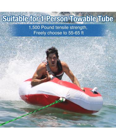 Affordura 4-Section Wakeboard Rope & Handle Set - 75 Feet Tow Rope for Watersports | Includes Storage Bag | Green - Buy Online on GoSupps.com