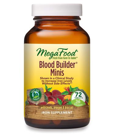 MegaFood Blood Builder Minis - Iron Supplement Shown to Increase Iron Levels Without Nausea or Constipation - Energy Support with Iron, Vitamin B12, and Folic Acid - Vegan - 72 Tabs (36 Servings)