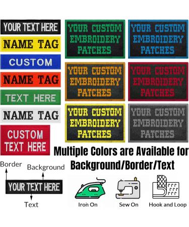 Custom Embroidered Name Patches - Personalized Text, Iron on Sew on, Uniform Work Shirt Hat Bags Backpacks - 2PCS, 2 x 3.1 Inch - Buy Online on GoSupps.com