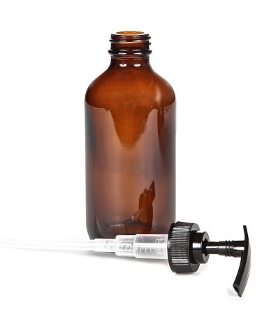 Vivaplex 8 oz Amber Glass Bottles with Black Lotion Pumps - Set of 4 for International Shipping - Buy Online on GoSupps.com