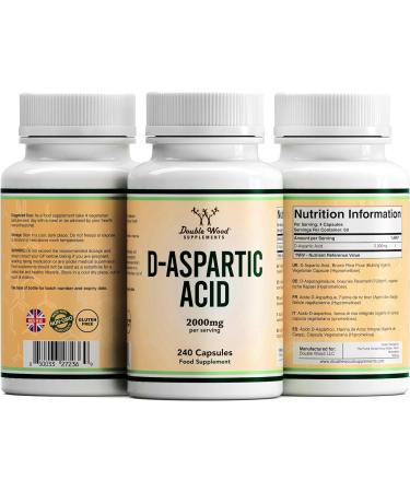 Double Wood D Aspartic Acid Supplement - 240 Capsules | 2000mg DAA per Serving, Non-GMO, Gluten & Dairy Free - Buy Online on GoSupps.com