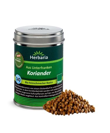 Herbaria Koriander 40g M can-organic coriander seeds-organic spices for seasoning Indian curries as a bread spice and for gingerbread-in a sustainable aroma protection box 40 g (1 Pack)