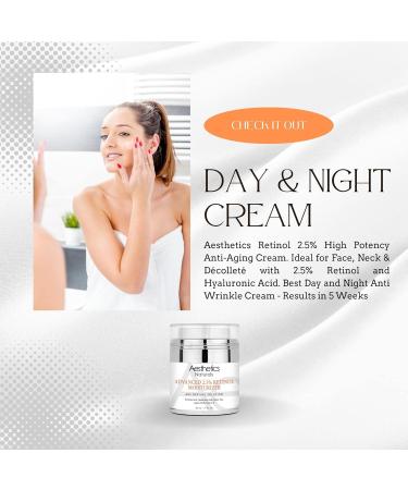 Retinol Cream - Anti-Aging Face & Neck Moisturizer with 2.5% Retinol Vitamin E Hyaluronic Acid & Organic Ingredients - Day & Night Anti-Wrinkle Cream 1.7oz - Buy Online on GoSupps.com