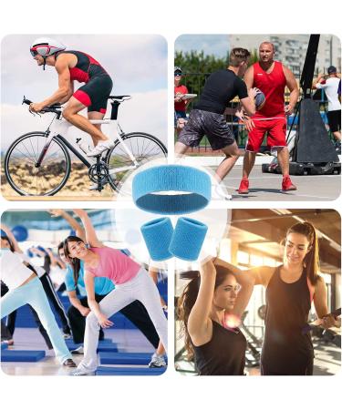 18 Pieces Colored Terry Sport Headband Bracelet Set - 80s Sweat Forehead Straps - Gym & Athletic Wear - 6 Pack Rose Red - Buy Online on GoSupps.com