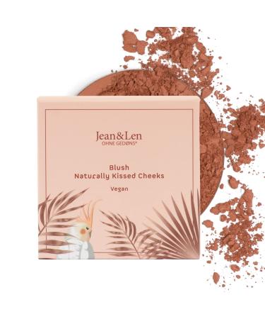 Jean & Len Blush Naturally Kissed Cheek for naturally fresh summer cheeks emphasizes the cheekbones with vitamin A and E blush powder without parabens silicones and mineral oils vegan 8 g