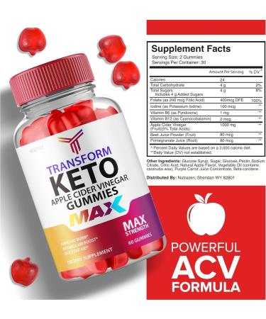 Transform Keto ACV Gummies - Maximum Strength 1000mg Formula for Weight Loss - Vegan Apple Cider Vinegar Gummy - 60 Gummies - Buy Online on GoSupps.com