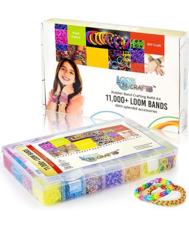 11,900+ Rubber Band Bracelet Refill Kit - 11,000 Loom Bands, 28 Colors, 600 S-Clips, 200 Beads, 30 Charms, 52 ABC Beads - Loom Bracelet Making Kit in Giftable Case - Buy Online on GoSupps.com