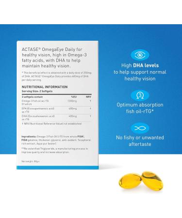 Actase OmegaEye Daily - High DHA Omega-3 Eye Care Supplement for Healthy Vision - 60 Softgels - Buy Online on GoSupps.com