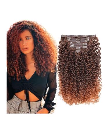 Hair Extensions 26" Kinky Curly Clip in Hair Extensions Synthetic Hair for Black Women Brazilian Real Remy Hair Kinkys Curly Synthetic Hair Clip ins Natural Black Color Hair Pieces(4-27) 26inches 65cm 4-27
