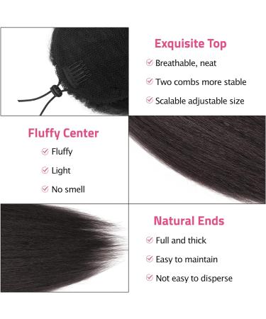 Allyreetress Natural Black Yaki Drawstring Ponytail Extension for Black Women Kinky Staight Up Down Ponytails Synthetic Hair Extensions 20 Inches Clip in (2#) 20 inches #2 - Buy Online on GoSupps.com