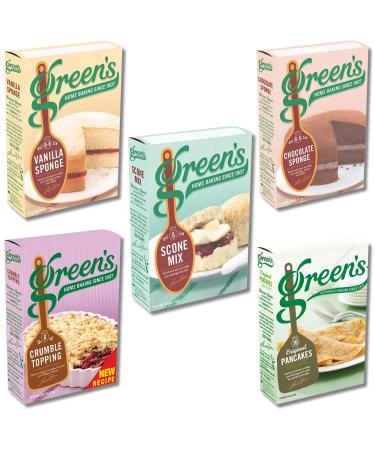 Greens CakeFlour Pick N Mix - Create Custom Combo with 4+ Flavours | Scone Mix Vanilla Sponge Mix Pancake Mix Chocolate Sponge Mix | Gift Set for CakeFlour Lovers - Pack of 4