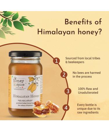 Honey and Spice Kashmiri Himalayan Raw Honey Single Origin Unblended Premium Indian Honey from the Valleys of Kashmir with No Added Sugar 500 Gm - Buy Online on GoSupps.com