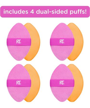 Real Techniques 4 Pack Miracle 2-In-1 Powder Puffs Dual-Sided Makeup Blending Puff Reversible Elastic Band Precision Makeup Sponge and Powder Puff For Liquid Cream and Powder Products 4/Miracle 2-In-1 Powder Puff - Buy Online on GoSupps.com