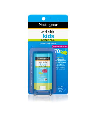 Neutrogena Wet Skin Kids Water Resistant Sunscreen Stick for Face and Body Broad Spectrum SPF 70 0.47 oz (Pack of 2)