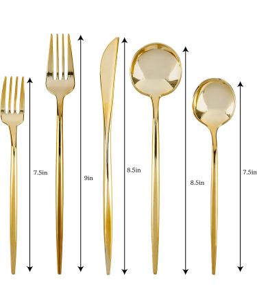 Modern Luxury Gold Disposable Plastic Cutlery Set - 40 Count, Service for 8 - Buy Online on GoSupps.com