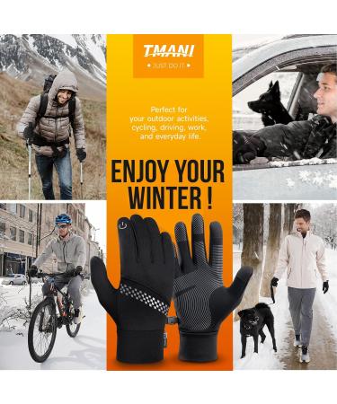 Buy Tmani Thermal Gloves for Men & Women | Windproof Water-Repellent Touchscreen Winter Gloves for Cycling & Running - Black - Buy Online on GoSupps.com