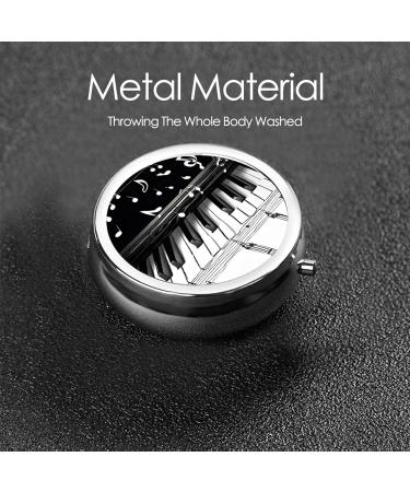Black & White Music Note Round Pill Box - 3 Compartment Portable Travel Organizer for Pills Vitamins & Medications - Buy Online on GoSupps.com