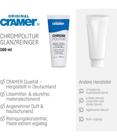 Cramer Chrom-Star Chrom-Politur 100ml | Acid-Free Intensive Cleaner for Shiny & Matt Chrome Surfaces | Ideal for Kitchen & Bathroom Fixtures | International Shipping Available - Buy Online on GoSupps.com
