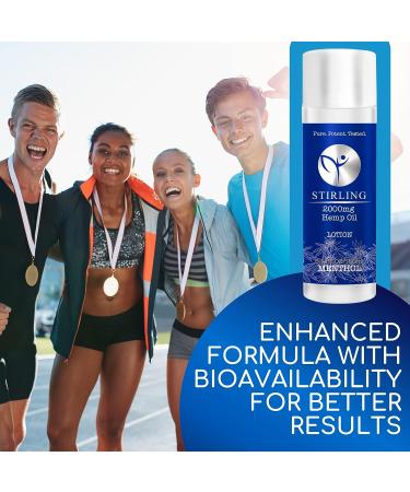 STIRLING Menthol Lotion 5 Fl oz - Cooling Menthol & Hemp Oil, 2000mg - Maximum Strength Pain Relief for Joints - Instant Results with Aloe Vera - Buy Online on GoSupps.com