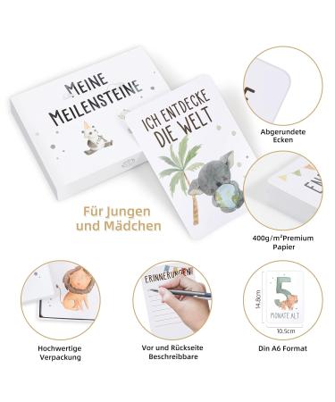 Marveligts Milestone Cards Set for Babies - 50 Boho Style Cards in Gift Box | Perfect Baby/Newborn Gift for Boys & Girls - Buy Online on GoSupps.com