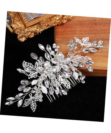 Mikinona Rhinestone Tuck Comb Flower Side Comb Side Combs Bridal Hair Comb Weeding Bride Hair Accessories Wedding Accessories Hair Comb for Women Rhinestone Leaf Hairpin Hair Jewelry Metal - Buy Online on GoSupps.com