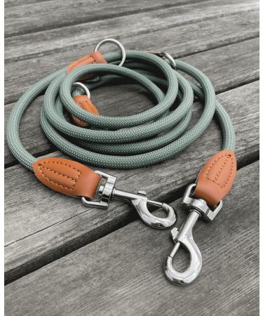 Leitengr n Adjustable Dog Leash for Little Dogs | 3M Long 0.8cm Wide | Lightweight Devon Model with 2 Carabiners | Green Hoary | International Shipping Available - Buy Online on GoSupps.com