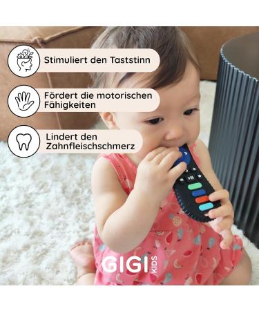 Gigi Kids Bite Rings for Babies | Silicone TV Remote & Gamepad Teether | Easter Gifts for Children 3 Months+ | Black & Blue - Buy Online on GoSupps.com