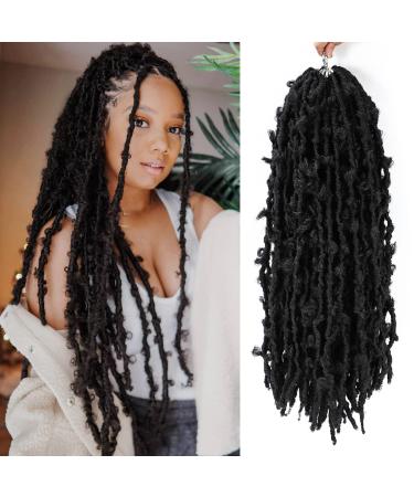 Yewell Butterfly Locs Crochet Hair 24 Inch 6 Packs Soft Long Crochet Butterfly Locs Pre-looped Distressed Faux Locs Crochet Hair for Black Women (24inch 1B) 24 Inch (Pack of 6) 1B