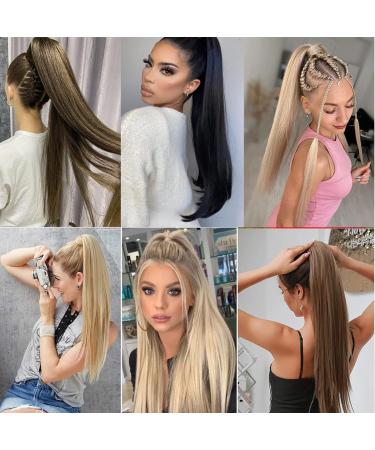 Cybelleza Straight Ponytail Extension Long Wrap Around Ponytails 22 inch Clip in Hair Extensions Hairpiece Synthetic for Women 105g Black 22" Black - Buy Online on GoSupps.com