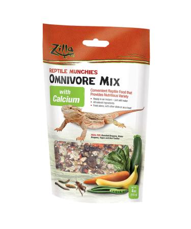 Zilla Reptile Munchies Omnivore with Calcium 4 Ounces Omnivore Mix Standard Packaging