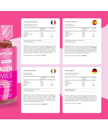 50mg Marine Collagen Gummies - Hydrolysed Collagen Peptides with Hyaluronic Acid Vitamin C & Biotin - More Convenient Than Collagen Powder - Collagen Supplements for Women - 60 Gummies - Novomins - Buy Online on GoSupps.com