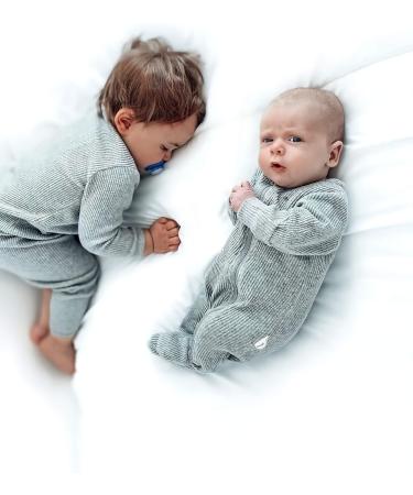 DreamBuy Ribbed Cotton Zip Up Baby Sleepsuit 12-18 Months Dove Grey - Unisex Newborn Clothes - Buy Online on GoSupps.com