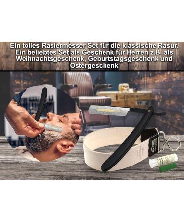 High-Quality Razor Set Solingen - Black Razor with Gold Etching | Beginner & Professional | Real Leather | Made in Germany - International Shipping - Buy Online on GoSupps.com