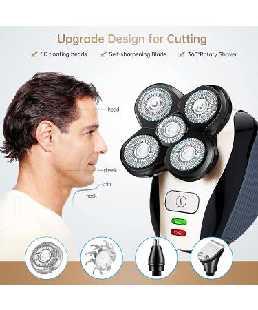 Bald Head Shaver Kit for Men - 5 in 1 USB Rechargeable Electric Razor with Rotary Blades, Clippers, Nose Trimmer - Wet/Dry 5D Head Shaver - Buy Online on GoSupps.com