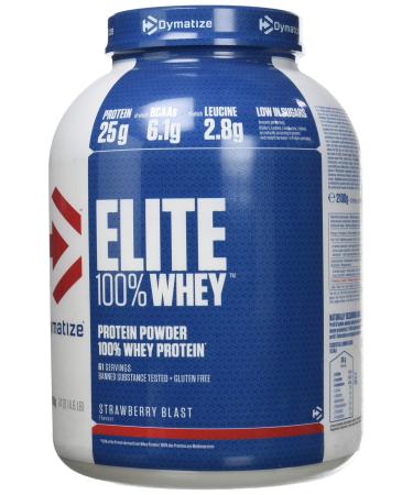 Dymatize Elite Whey Strawberry Blast 2.1 kg High Protein and Low Sugar Powder + BCAAs