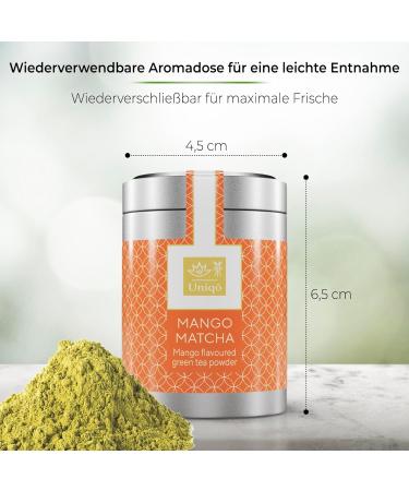Uniqo Matcha Powder with Mango - All-Natural Japanese Matcha for Lattes Ice Cream & Bubble Tea - No Artificial Dyes - Buy Online on GoSupps.com