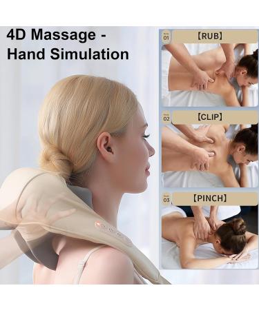Neck & Shoulder Shiatsu Massage Device with Heat - Electric Silicone Massage for Back Legs & Feet - Versatile & Comfortable Off-White Design - Buy Online on GoSupps.com