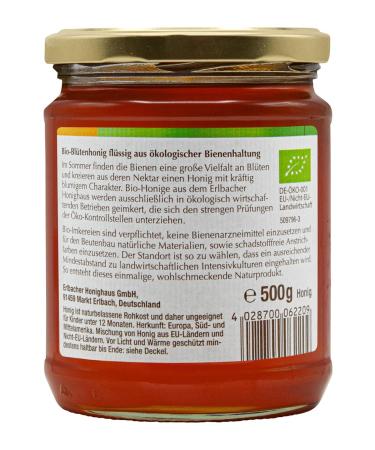 Erlbacher Honighaus Biogold Bio-Bl ten Honey - 500g Pure Organic Liquid Honey from Ecological Beekeeping - Buy Online on GoSupps.com