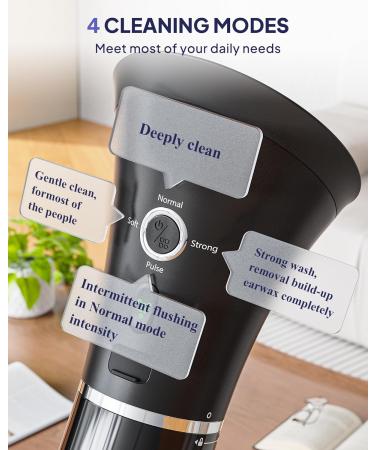 Upgraded Ear Wax Removal Kit - Safe Ear Cleaner with Temperature Sensor IPX7 FSA/HSA Eligible USB-C Cable | Effective Ear Irrigation in Black - Buy Online on GoSupps.com