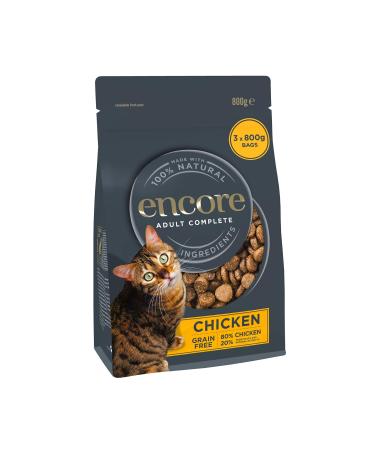 Encore Complete and Grain Free Adult Dry Cat Food Chicken 800 g (Pack of 3)