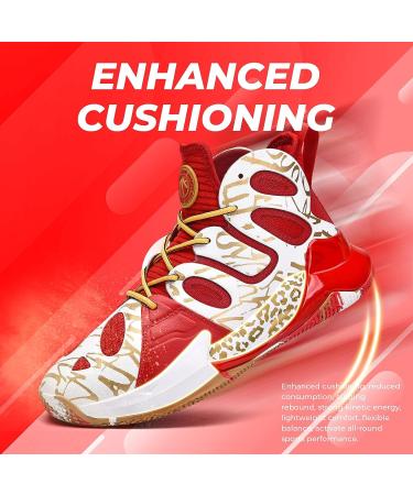 Ashion Men's Basketball Shoes - Non Slip Breathable Red Sneakers with Arch Support - Buy Online on GoSupps.com