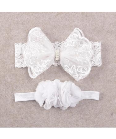 Nishine 2-Pack Christening White Newborn Bowknot Headbands | Baby Baptism Hair Bows & Toddler Hairband - Shop Now! - Buy Online on GoSupps.com