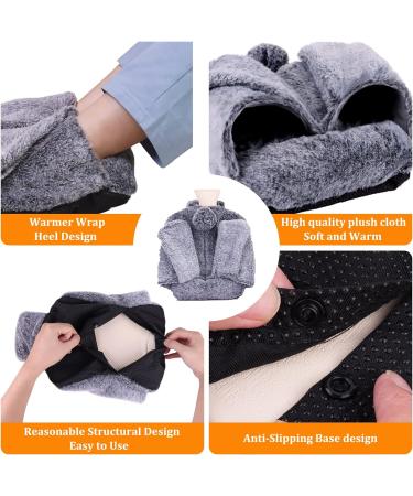 WARMTUYO Foot Warmer Hot Water Bottle 2L with Plush Cover - Pain Relief for Men and Women - Anti-Slip Sole - Grey - Buy Online on GoSupps.com