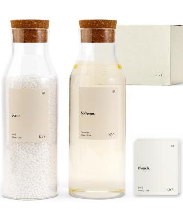 Kivy detergent dispenser glass with label 2x 1200ml fabric softener storage detergent storage liquid - container for washing powder storage box organizer - liquid detergent dispenser - Buy Online on GoSupps.com